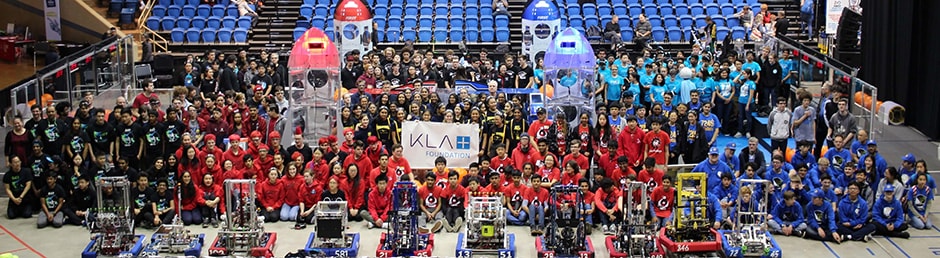 Group photo taken at robotics competition